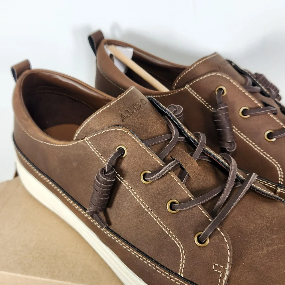 Aldo Tristin Sneakers Mens Size 12 Brown Leather Pillow Walk Casual Shoes